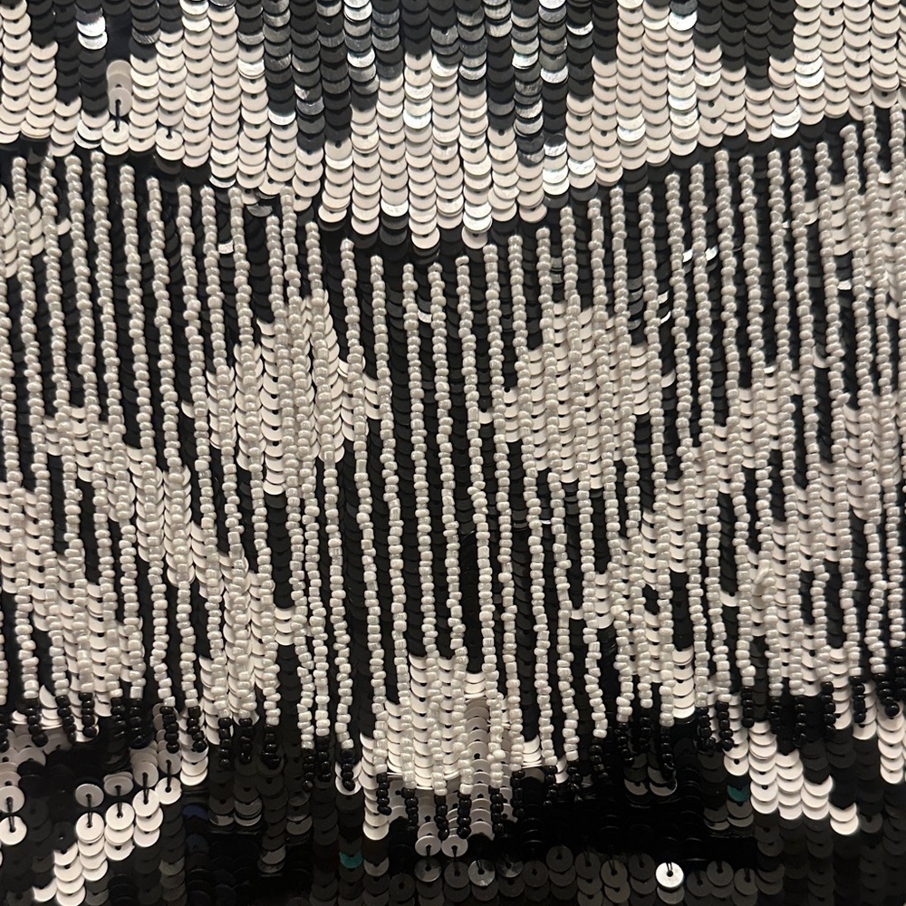 Eta Sequin Patterned Bomber Jacket - Black And Wh… - image 6